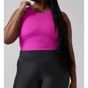 Athleta Conscious Crop Bra Top D-DD+ 3X Electric Fuchsia Light Impact Swim NWT